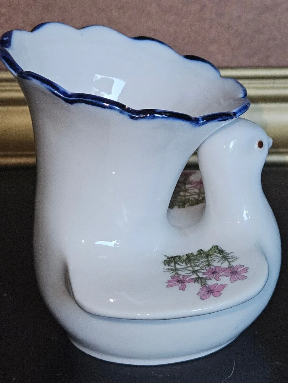 Vintage White w Pink Takahashi San Francisco Bird Dove Bud Vase Planter